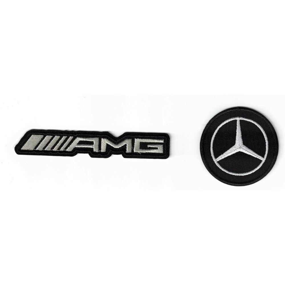 (2) Mercedes Benz + AMG Motorsports Auto Car Embroidered Iron-on Patch